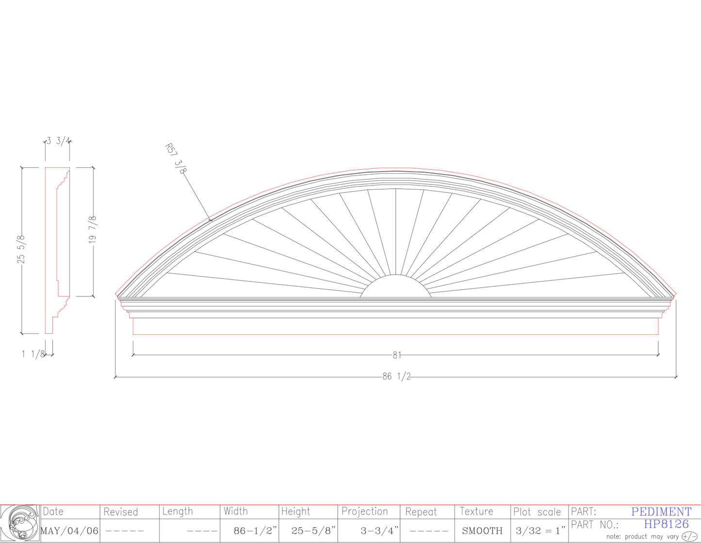 Horizon Pediment with Mantel | HPM8126