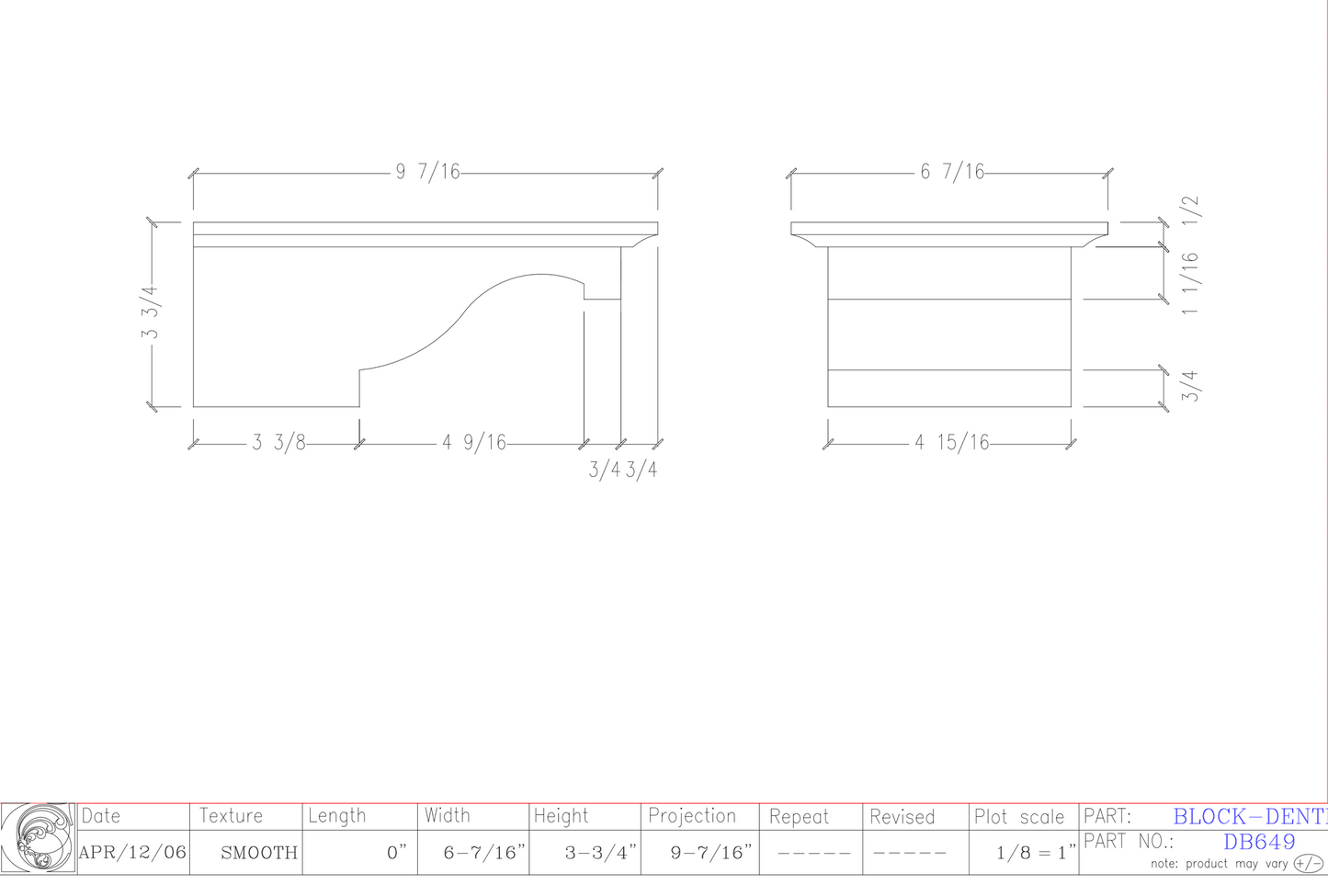 Dentil Block | DB649