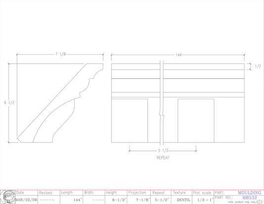Crown Moulding with Dentil Blocks | M8532