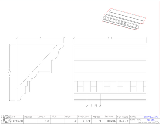 Crown Moulding with Dentil | M8687