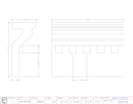 Crown Moulding with Dentil M8678