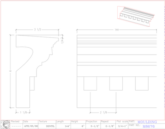 Crown Moulding with Dentil | M8676