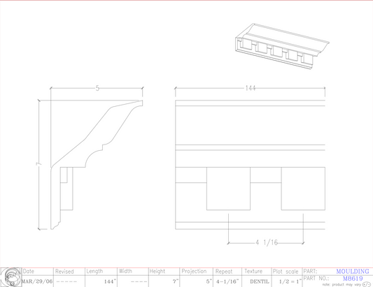 Crown Moulding with Dentil | M8619