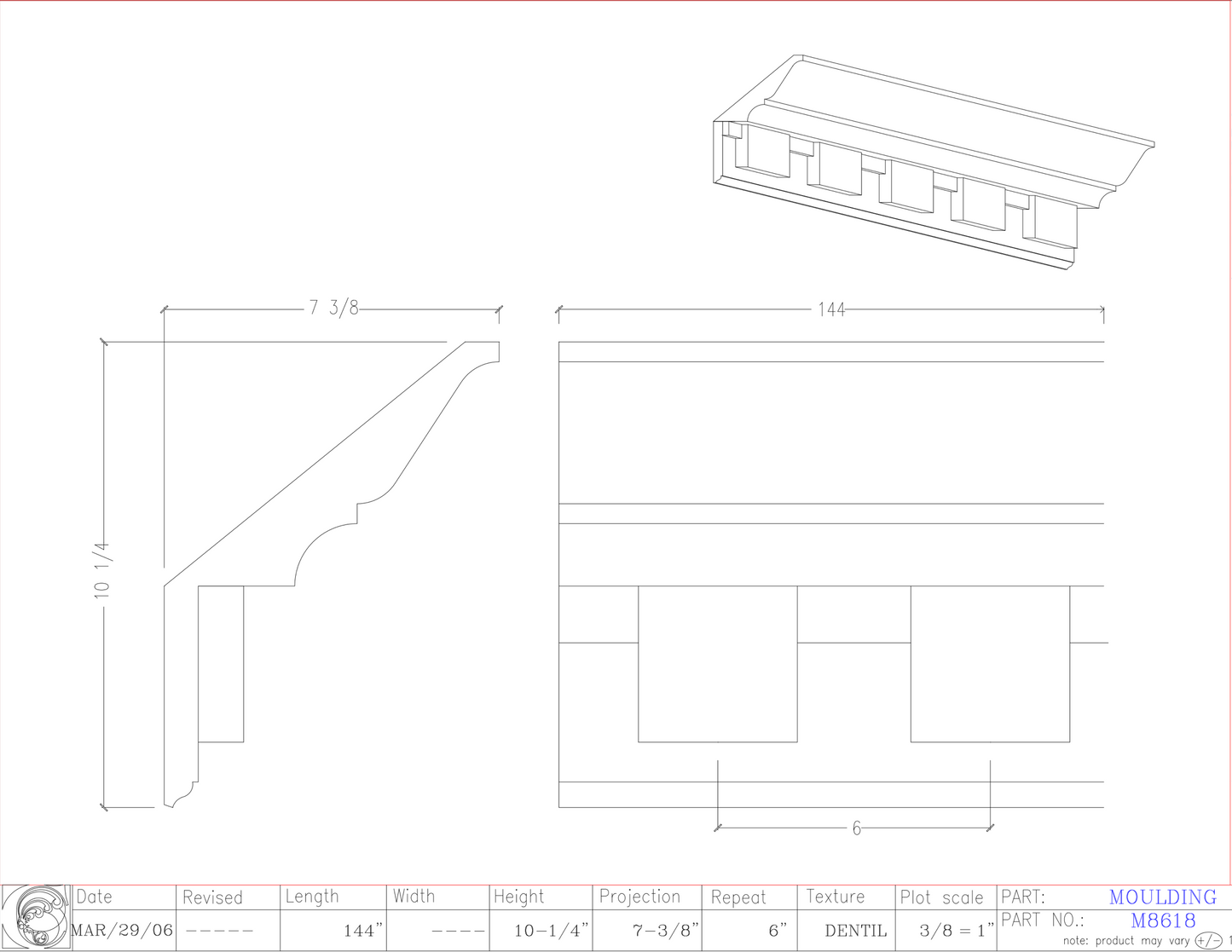 Crown Moulding with Dentil | M8618