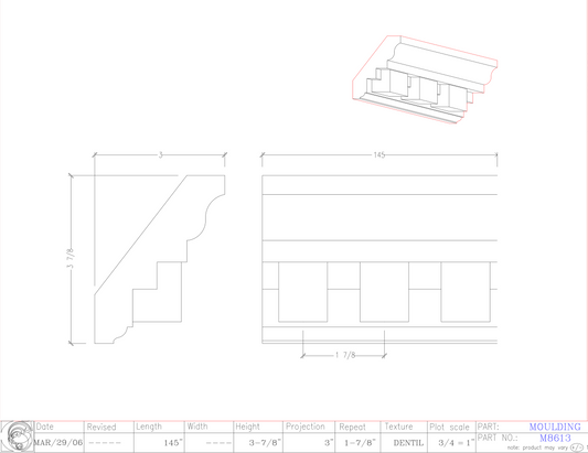 Crown Moulding with Dentil | M8613