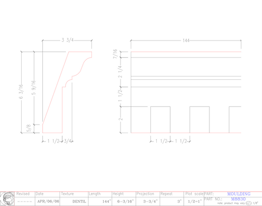Crown Moulding with Dentil | M8830