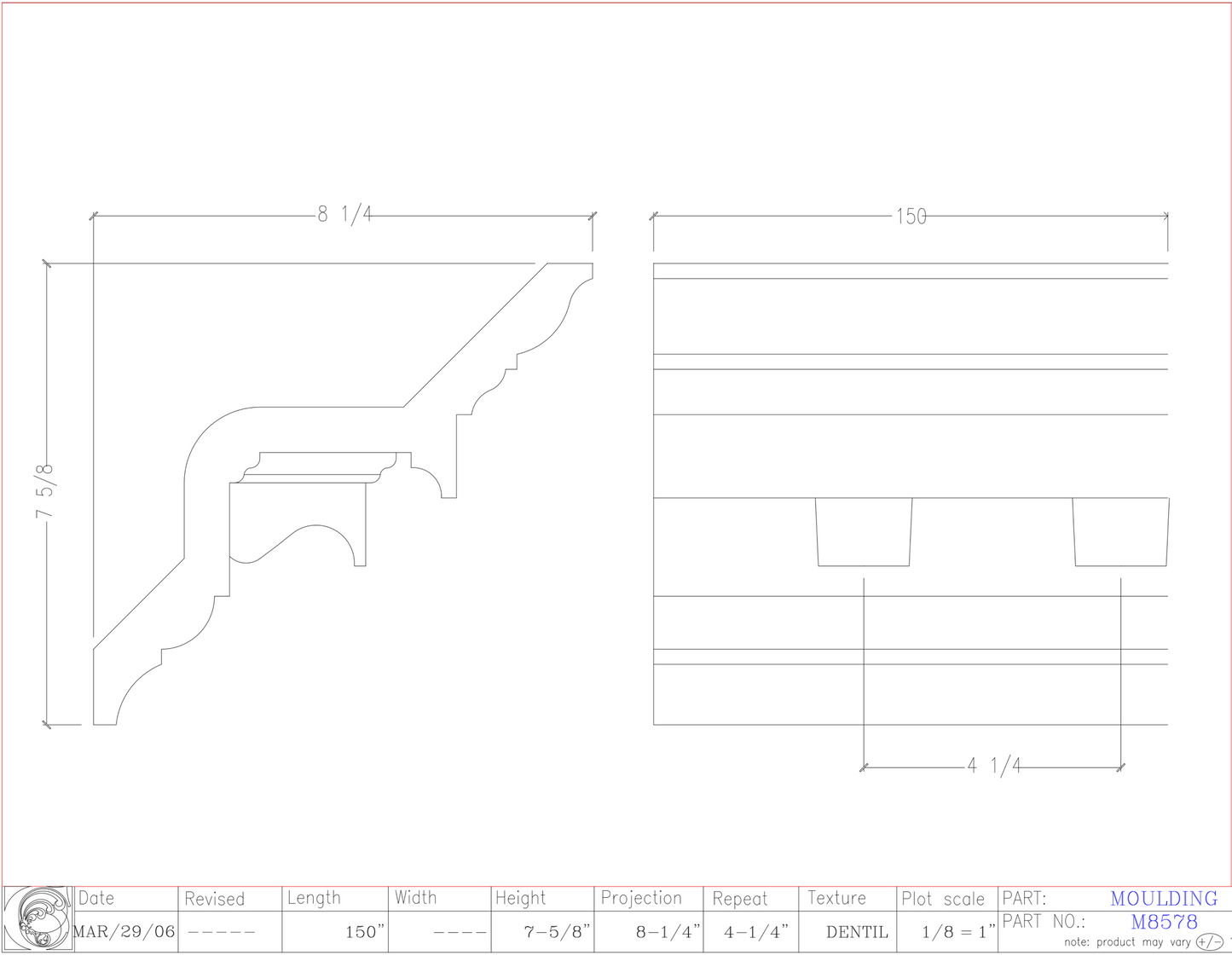 Crown Moulding with Dentil | M8578