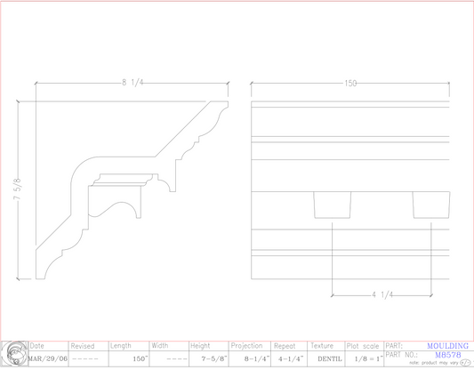 Crown Moulding with Dentil | M8578