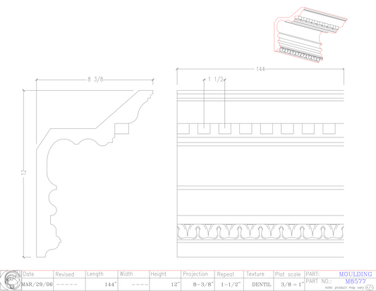 Crown Moulding with Dentil | M8577