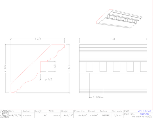 Crown Moulding with Dentil | M8508
