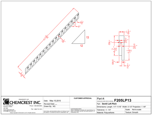 Left Pitched Dentil | F205LP13