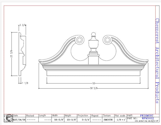 Rams Head Pediment with Mantle | RPM5022