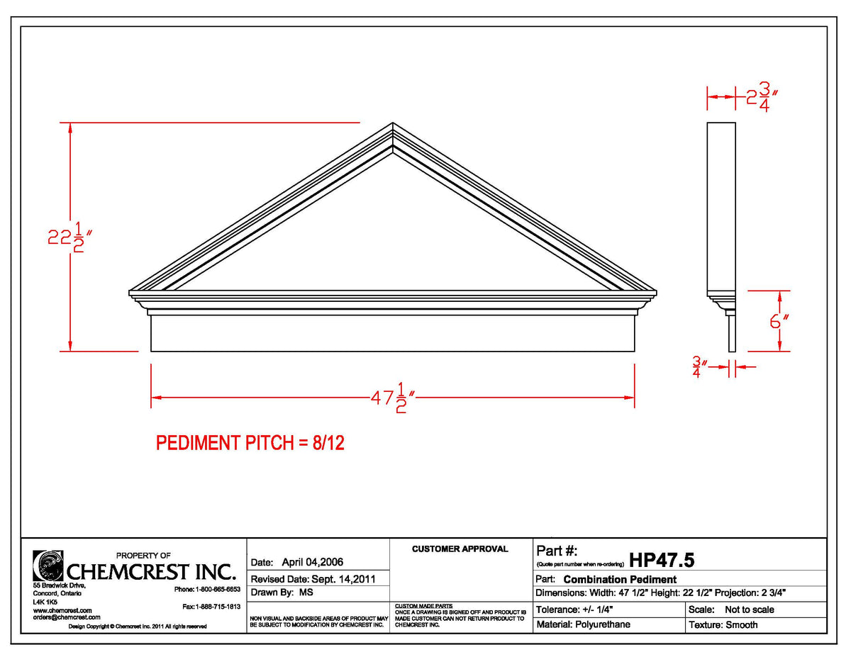 Peaked Pediment with Crosshead | HP47.5