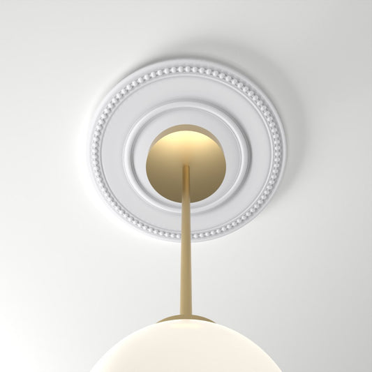 M512 ceiling medallion installed with pendant light