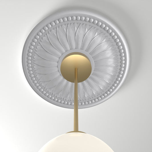 M515 ceiling medallion installed with pendant light