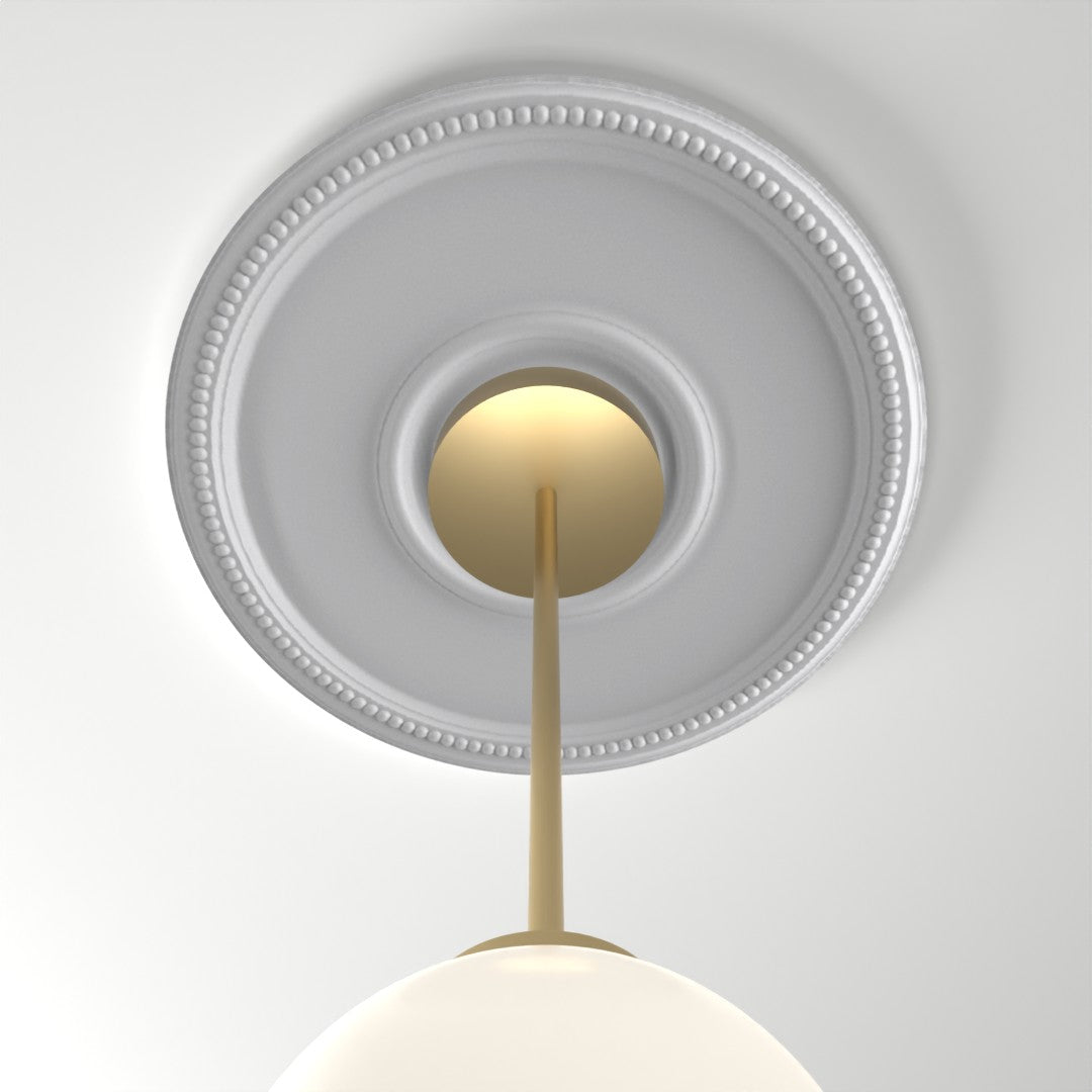 M516 ceiling medallion installed with pendant light