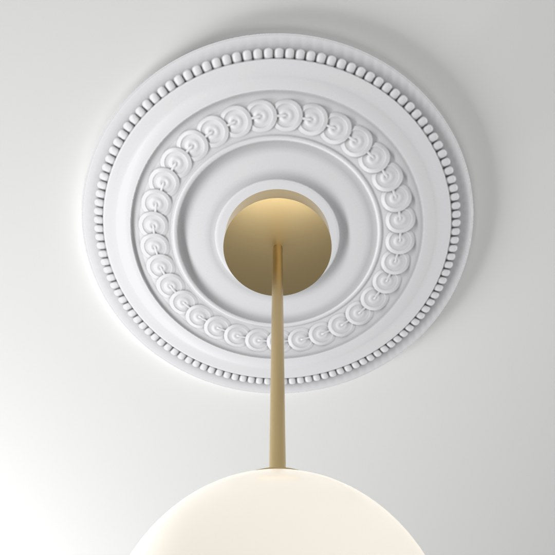 M518 ceiling medallion installed with pendant light