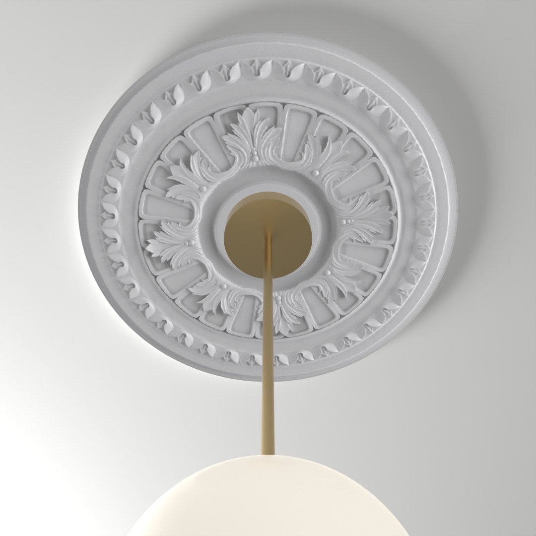 M520 ceiling medallion installed with pendant light