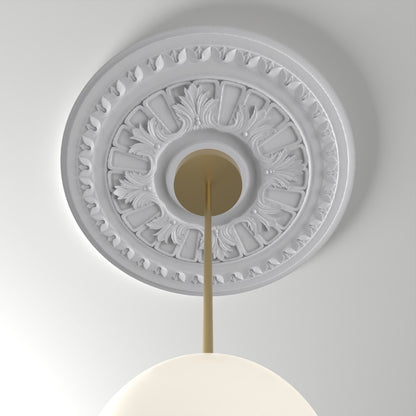 M520 ceiling medallion installed with pendant light