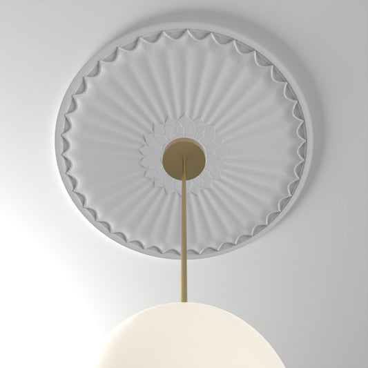 M529 ceiling medallion installed with pendant light