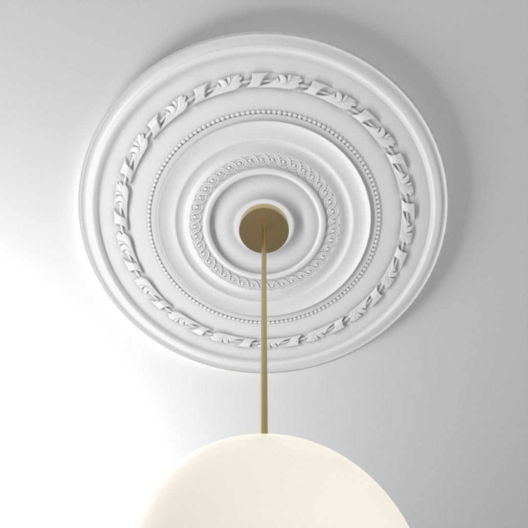 M536 ceiling medallion installed with pendant light