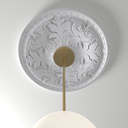 M555 ceiling medallion installed with pendant light