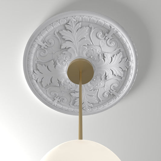 M555 ceiling medallion installed with pendant light