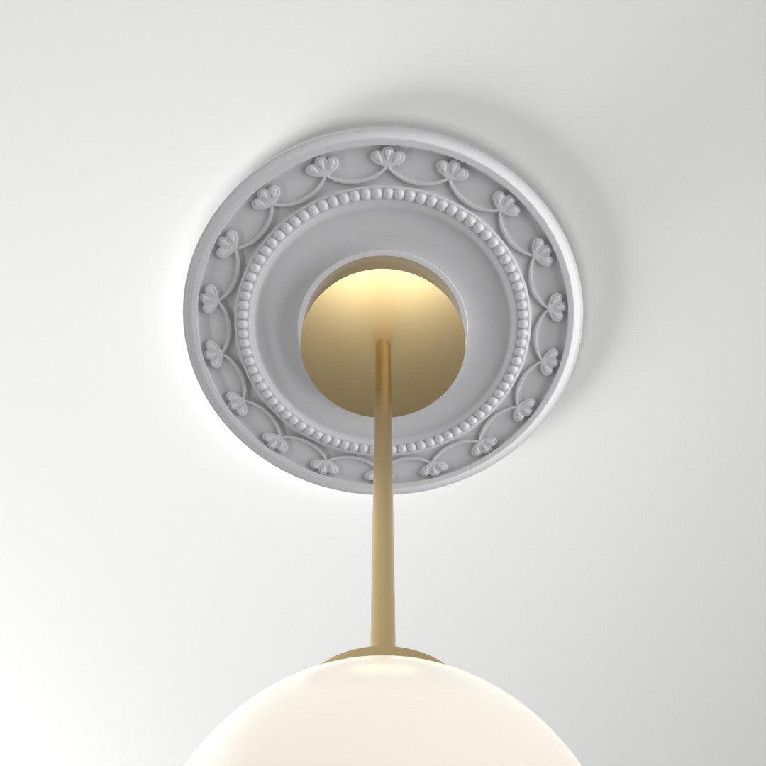 M560 ceiling medallion installed with pendant light