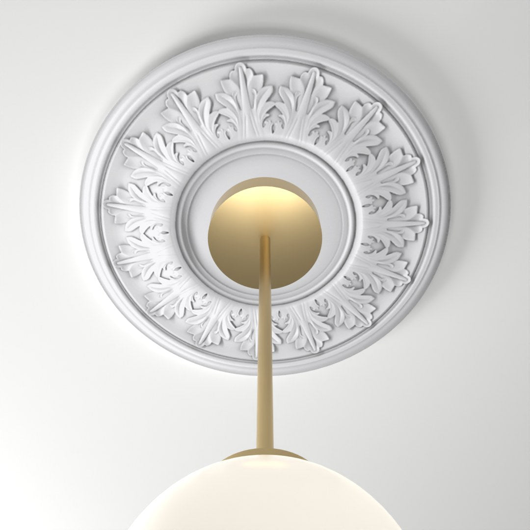 M562 ceiling medallion installed with pendant light