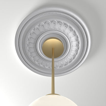 M566 ceiling medallion installed with pendant light