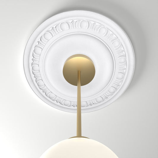 ME-CM-102 ceiling medallion installed with pendant light