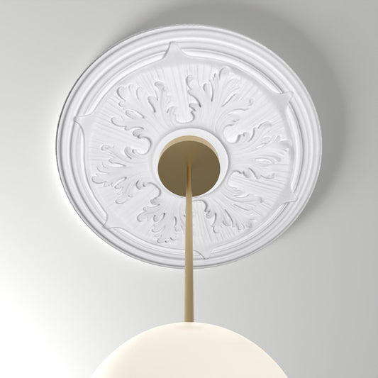ME-CM-103 ceiling medallion installed with pendant light