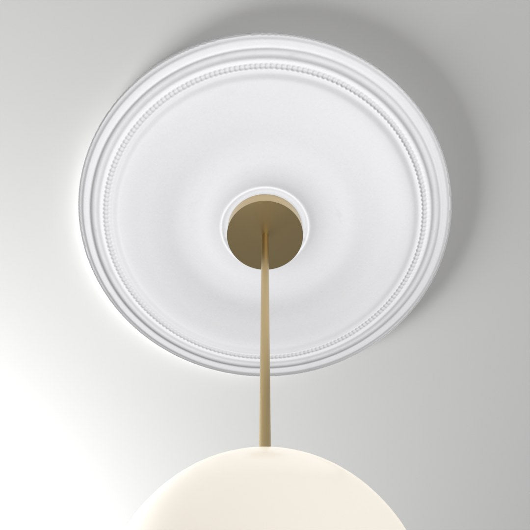 ME-CM-104A ceiling medallion installed with pendant light