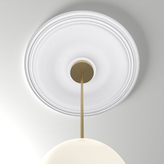 ME-CM-104A ceiling medallion installed with pendant light