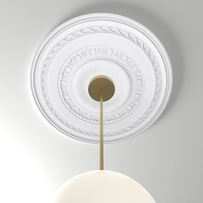 ME-CM-105 ceiling medallion installed with pendant light