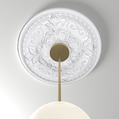 ME-CM-108 ceiling medallion installed with pendant light