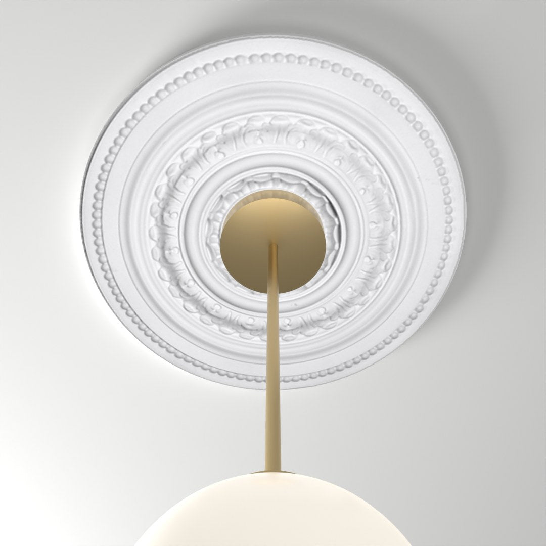 ME-CM-109 ceiling medallion installed with pendant light