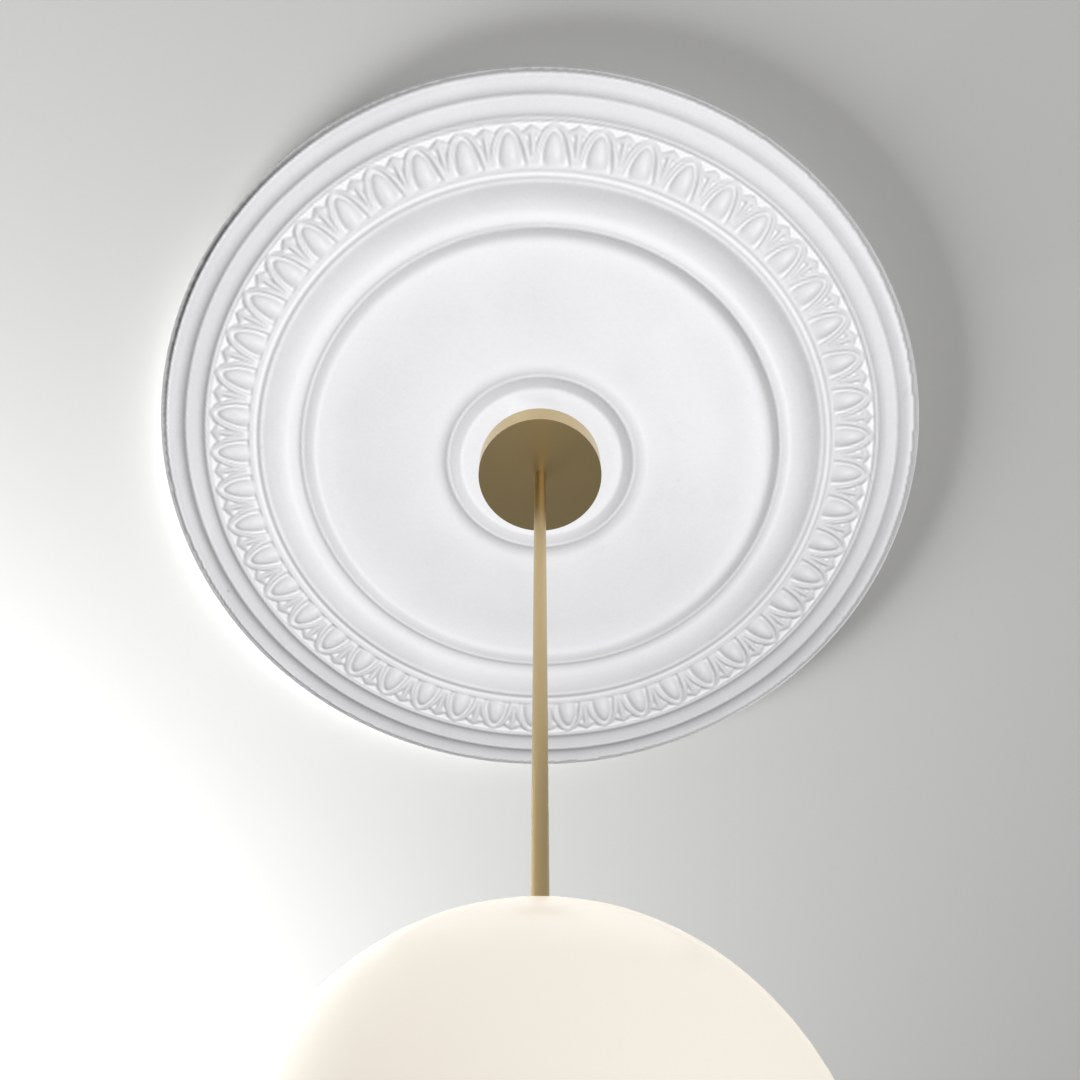 ME-CM-117 ceiling medallion installed with pendant light