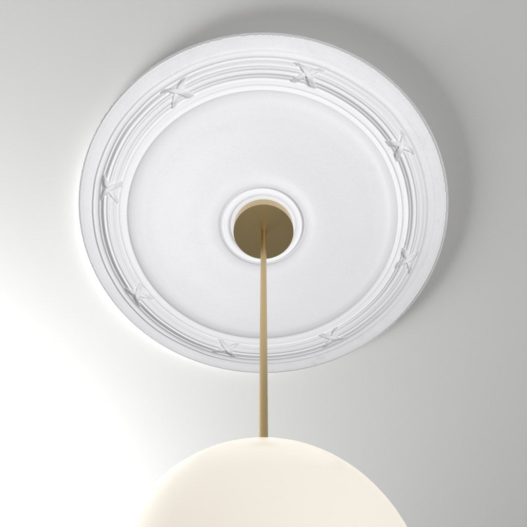 ME-CM-120 ceiling medallion installed with pendant light