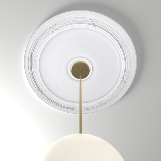 ME-CM-120 ceiling medallion installed with pendant light