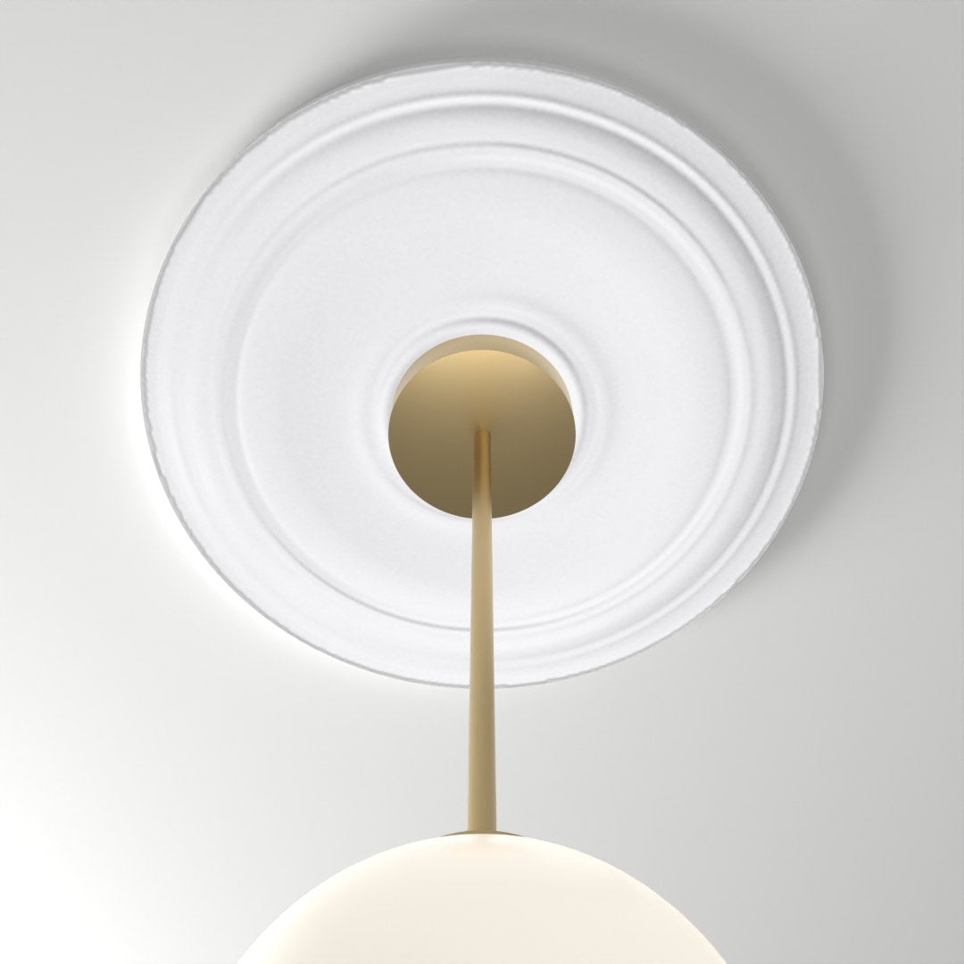 ME-CM-121 ceiling medallion installed with pendant light
