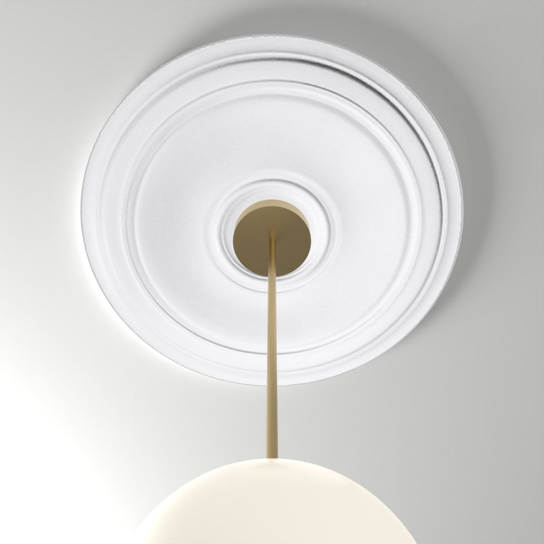 ME-CM-122 ceiling medallion installed with pendant light