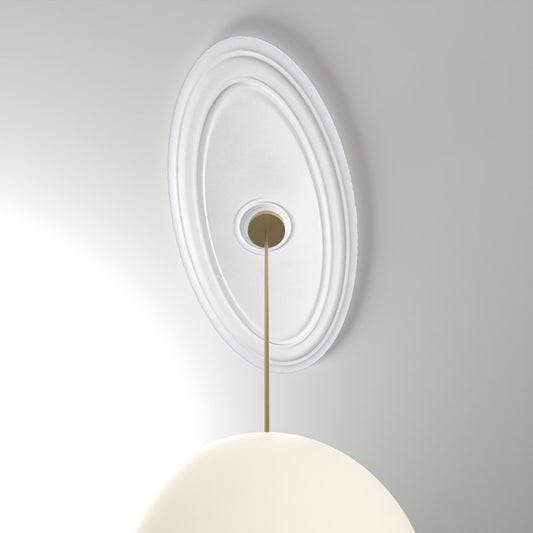 ME-CM-124 oval ceiling medallion installed with pendant light