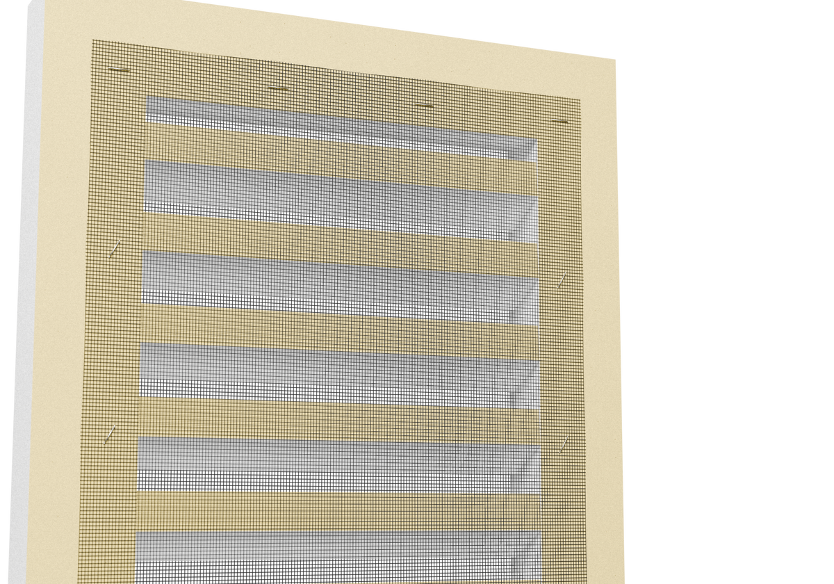 Functional Rectangle Louver PORL1236, close-up of the raw sanded back and stapled screen