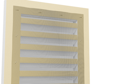 Functional Rectangle Louver PORL1236, close-up of the raw sanded back and stapled screen