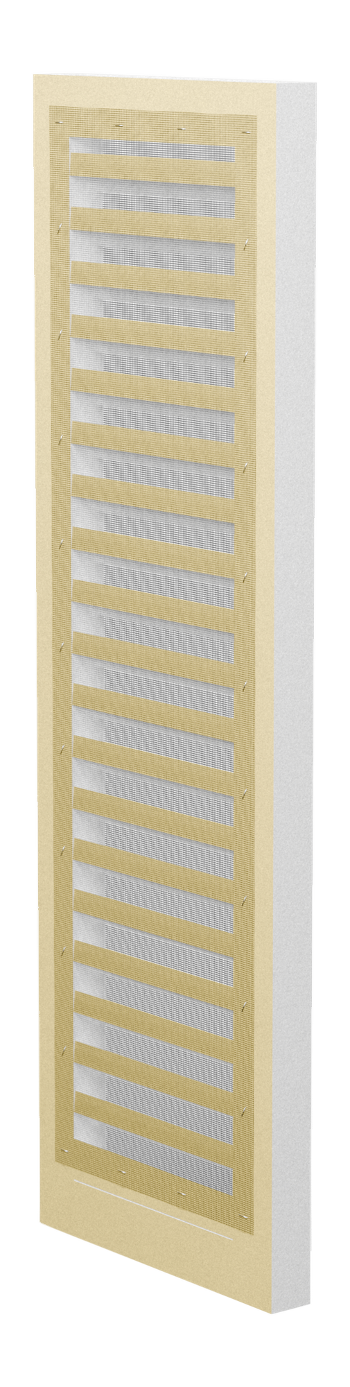 Functional Rectangle Louver PORL1236, back view with the black screen stapled on