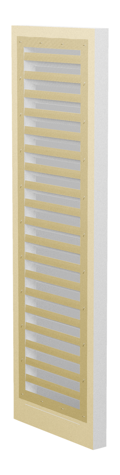 Functional Rectangle Louver PORL1236, back view with the black screen stapled on