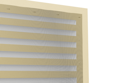 Functional Rectangle Louver PORL1636, close-up of the raw sanded back and stapled screen