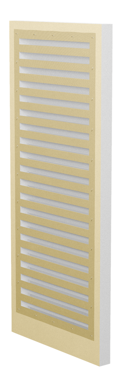 Functional Rectangle Louver PORL1636, back view with the black screen stapled on