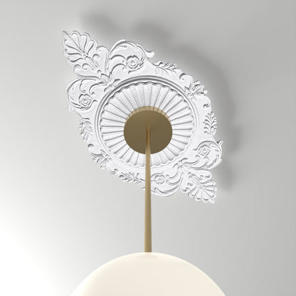 RM1221 ceiling medallion installed with pendant light